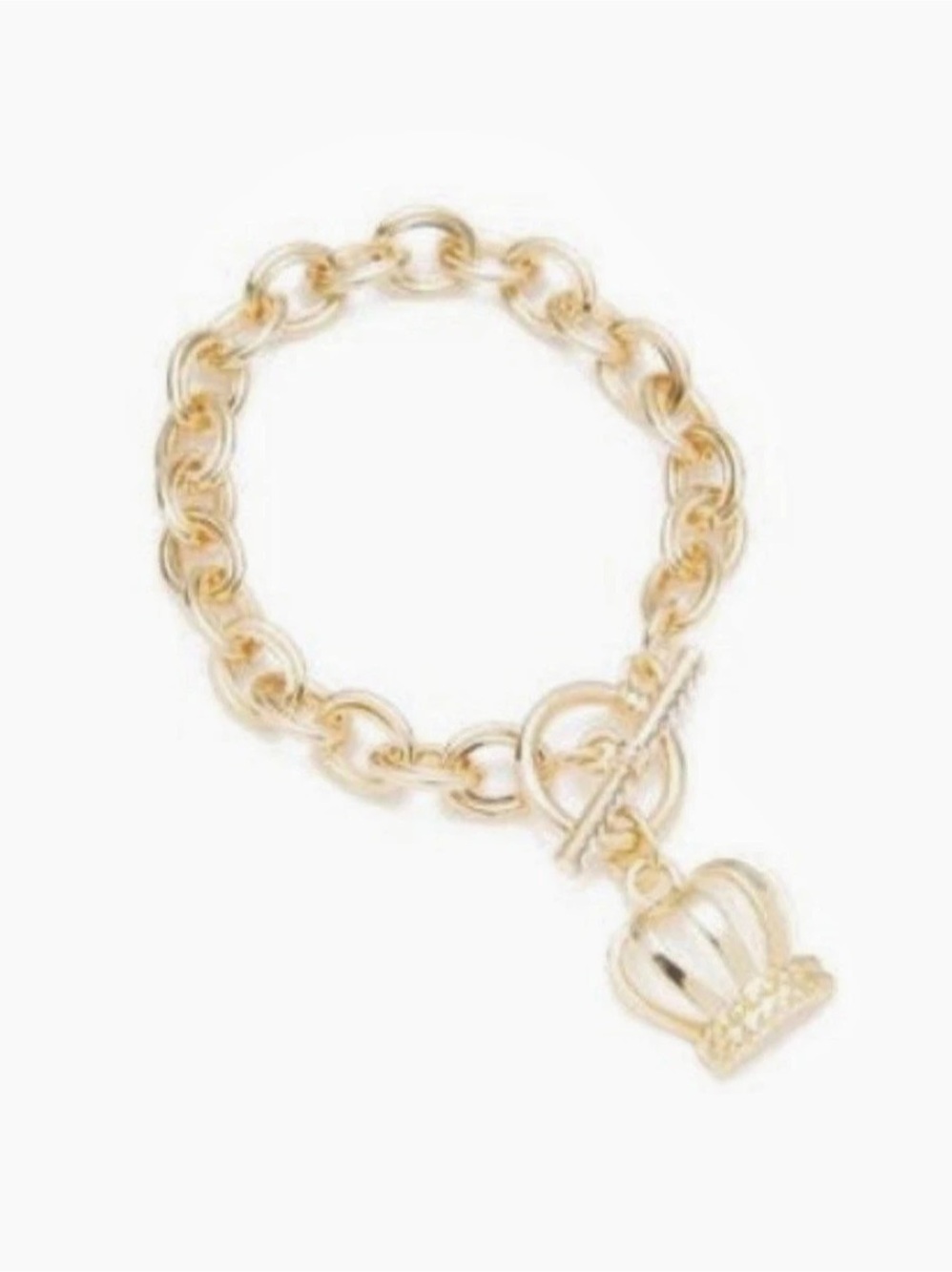NIB Crown & Ivy Gold Tone Crown Charm Toggle Bracelet